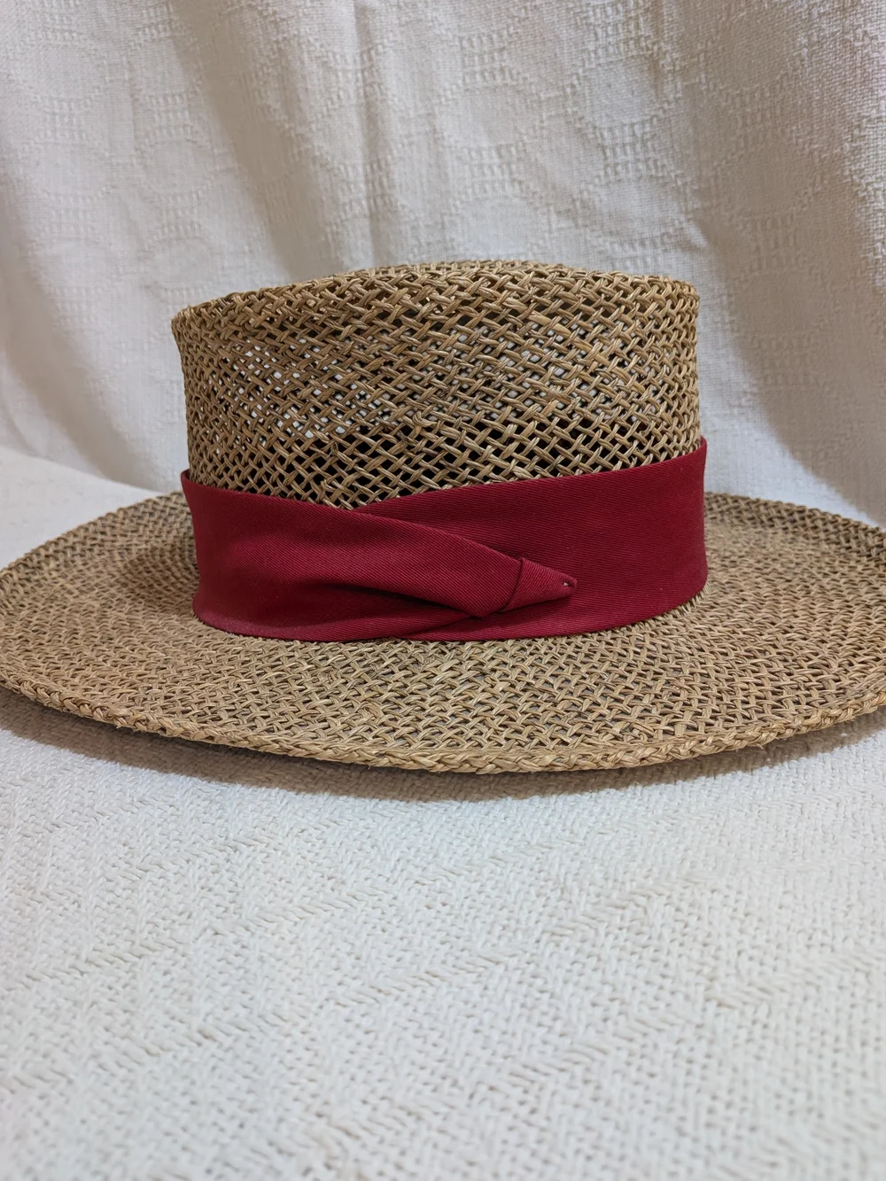 Straw Rancher Hat with Crimson Band and Alabama 'A' Logo